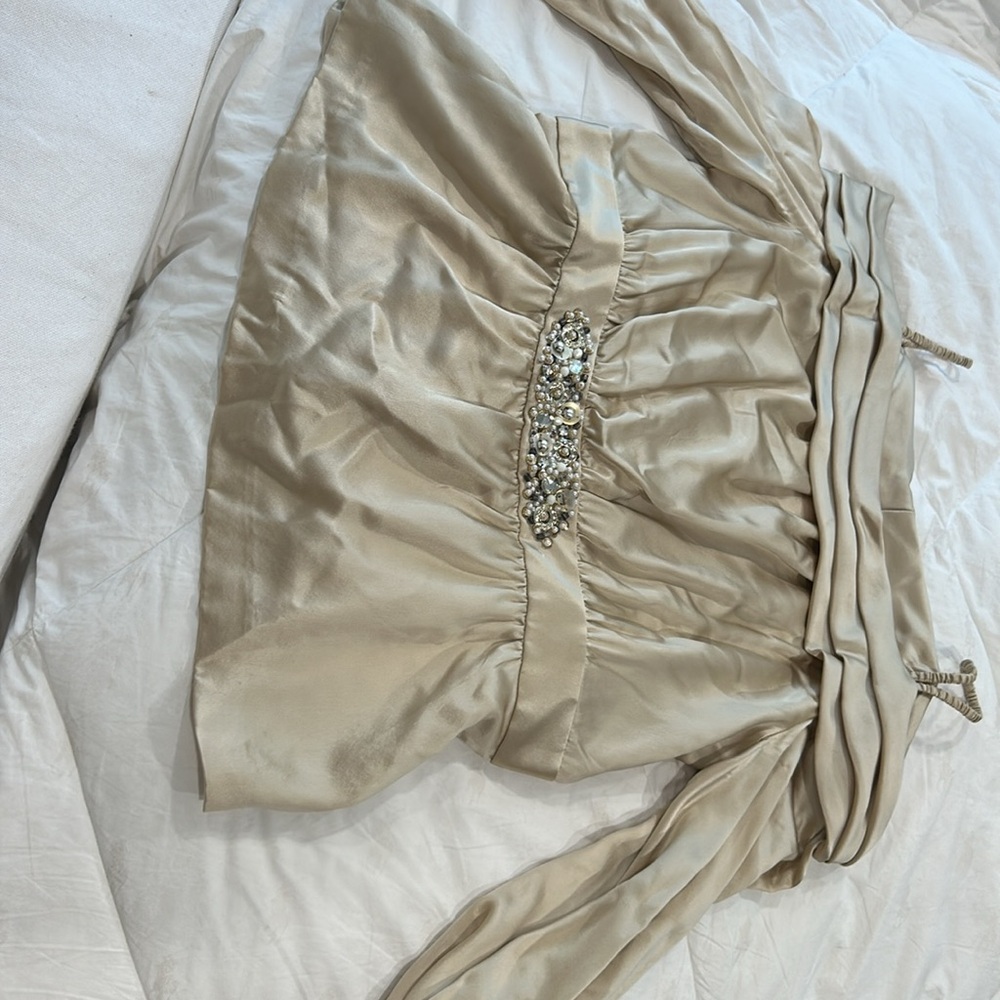 MARC BOUWER GLAMIT! Vintage Silk Off the Shoulder Sequenced LS Blouse Size Large